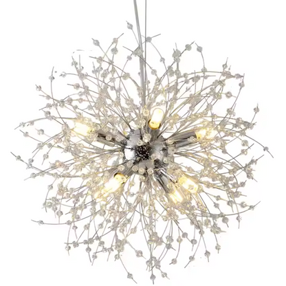 Candelabru Cristal Schönbrunn, 6x G9, Diametru 40cm, Crom Lucios, Inaltime Reglabila