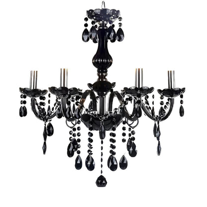 Candelabru Cristal ALNWICK Eleganza, 5xE14, Diametru 48cm, Negru, Inaltime Reglabila
