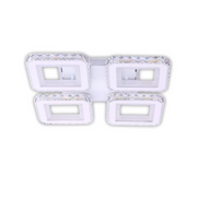 Lustra LED cu telecomanda si cristal LEILA RGB 69W, 4 Patrate, lumina Rece/Calda/Neutra, Dimabila, Alb