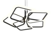 Lustra LED suspendata cu Telecomanda 103W, 5 Patrate, lumina Rece/Calda/Neutra, Dimabila, Negru