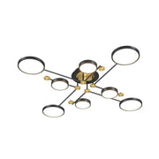 Lustra LED cu Telecomnda MARIA, 44W, 8 Elemente, Lumina Calda/Rece/Neutra, Dimabila, Negru/Auriu